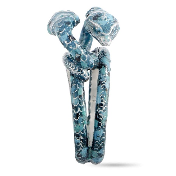 Gucci Garden Silver and Blue Enamel Snake Motif Ring - Picture 6 of 11